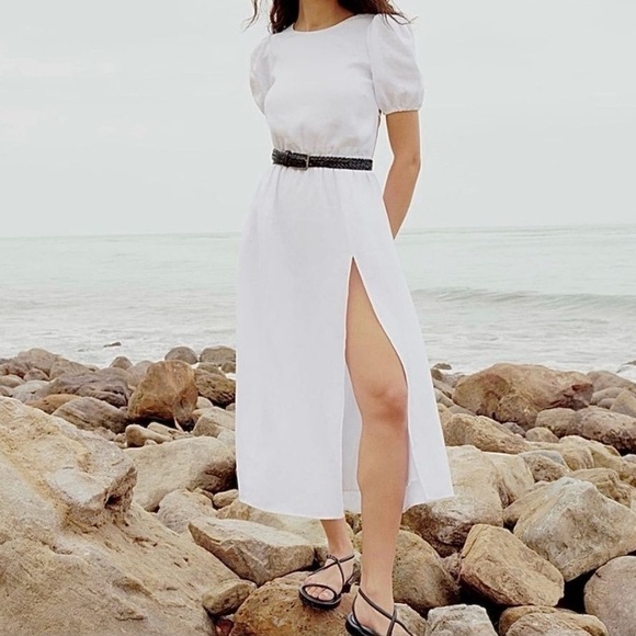 Rare NWT Reformation Anneliese Linen Midi Dress in White Size:6 - Picture 10 of 11